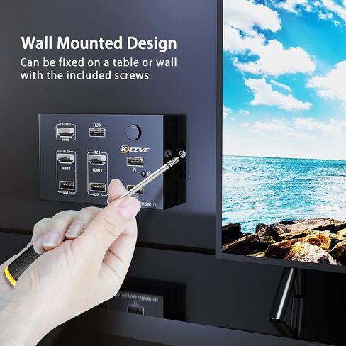 KVM Switch HDMI 2 Port Box,KVM Switch HDMI USB Switcher 2 in 1 Out for 2 Computers Share 4 USB 2.0 Devices and one HD Monitor Support 4K@30Hz for Laptop, Apple TV, PS3/PS4, Xbox, Sony Bluray Player in Saudi Arabia