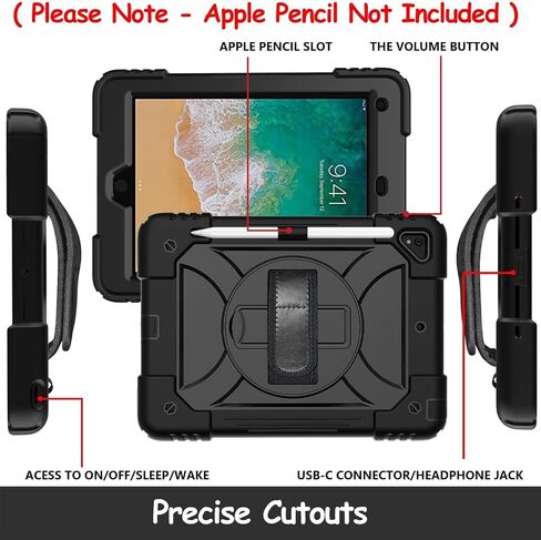 LTROP Protective Cover Case for iPad 6th/ 5th Generation & iPad Air 2 Case, iPad 9.7 Inch Case with Shoulder Strap Pen Holder Swivel Stand, Aqua Teal in Saudi Arabia