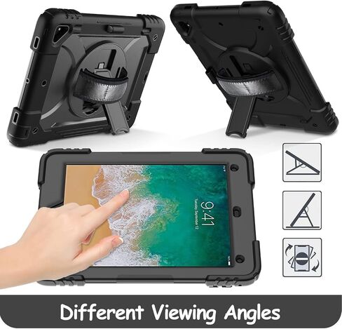 LTROP Protective Cover Case for iPad 6th/ 5th Generation & iPad Air 2 Case, iPad 9.7 Inch Case with Shoulder Strap Pen Holder Swivel Stand, Aqua Teal in Saudi Arabia