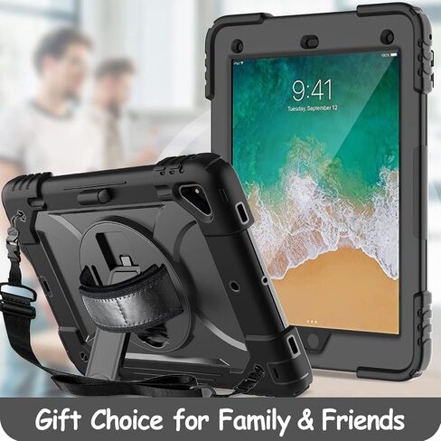 LTROP Protective Cover Case for iPad 6th/ 5th Generation & iPad Air 2 Case, iPad 9.7 Inch Case with Shoulder Strap Pen Holder Swivel Stand, Aqua Teal in Saudi Arabia