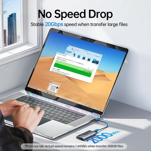SSK SSD محمول 2 تيرابايت، محركات أقراص صلبة خارجية تصل إلى 2000 ميجابايت/ثانية، محرك أقراص ثابتة خارجي USB 3.2 Gen2X2 NVMe SSD، استهلاك منخفض للغاية للطاقة لهاتف iPhone 15/ MacBook/Pro/OTG Phone/أجهزة الكمبيوتر المحمولة in Kuwait
