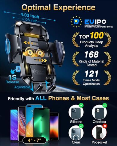 VANMASS【Extra Large Upgraded 2023 Car Phone Mount 【Military-Grade Plus & Strongest Suction】 Cell Phone Holder Dashboard Windshield Vent Handsfree Stand Universal for iPhone 15 Pro Max 14 Samsung in Kuwait