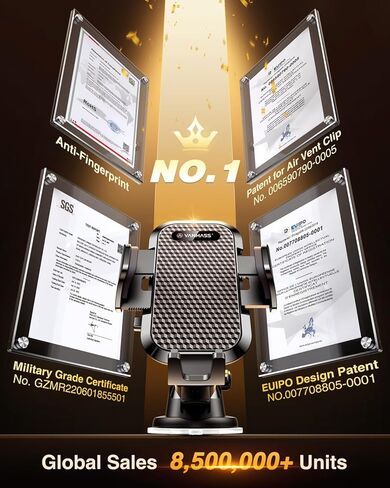 VANMASS【Extra Large Upgraded 2023 Car Phone Mount 【Military-Grade Plus & Strongest Suction】 Cell Phone Holder Dashboard Windshield Vent Handsfree Stand Universal for iPhone 15 Pro Max 14 Samsung in Kuwait