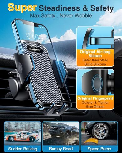 VANMASS【Extra Large Upgraded 2023 Car Phone Mount 【Military-Grade Plus & Strongest Suction】 Cell Phone Holder Dashboard Windshield Vent Handsfree Stand Universal for iPhone 15 Pro Max 14 Samsung in Kuwait