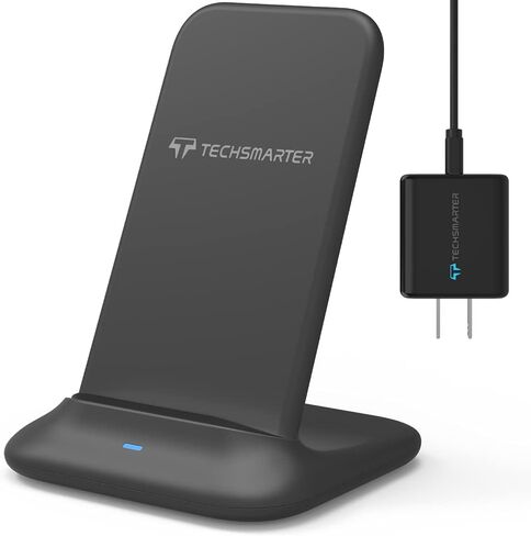 Techsmarter 10W Wireless Charger, Fast Charging Stand Compatible with iPhone 14, 13, 12, 11, XS, X, XR, 8 Samsung S23, S22, 21, S20, S10, S9, S8, Note 21, 20, 10, LG ThinQ V30, V35, V40, G7, G8 in Kuwait