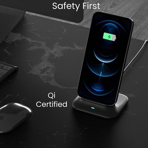 Techsmarter 10W Wireless Charger, Fast Charging Stand Compatible with iPhone 14, 13, 12, 11, XS, X, XR, 8 Samsung S23, S22, 21, S20, S10, S9, S8, Note 21, 20, 10, LG ThinQ V30, V35, V40, G7, G8 in Kuwait