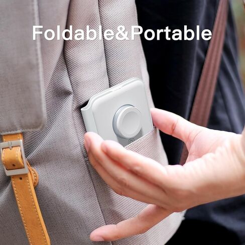 ESSAGER 2 in 1 Foldable Wireless Charger for iPhone 15/14/13/12/11 Series, Magnetic Wireless Charging Station, Travel Wireless Fast Charging Pad for Airpods 3/2/Pro, iWatch (2 in 1, White) in Kuwait
