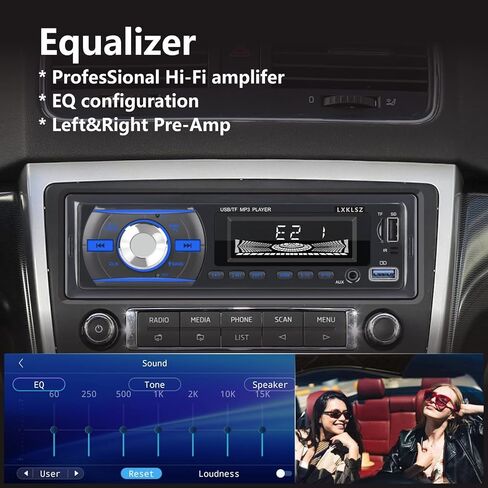 راديو سيارة ستيريو للسيارة من ال اكس كيه ال اس زد، راديو بلوتوث سينغل دين LCD مع تحكم عن طريق التطبيق، مشغل MP3 يدعم المكالمات بدون استخدام اليدين، راديو ايه ام/اف ام، مدخل AUX TF/EQ/USB شحن سريع in Kuwait