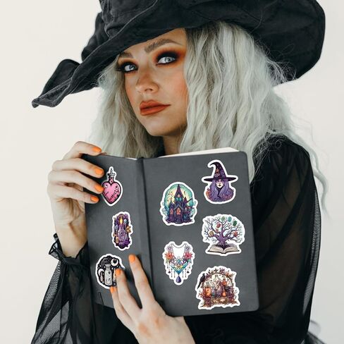 100 قطعة من ملصقات الساحرة للبالغين، ملصقات ساحرة قوطية سحرية لزجاجة المياه واللابتوب، ملصقات ديكور رائعة in Kuwait