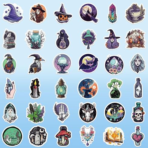 100 قطعة من ملصقات الساحرة للبالغين، ملصقات ساحرة قوطية سحرية لزجاجة المياه واللابتوب، ملصقات ديكور رائعة in Kuwait