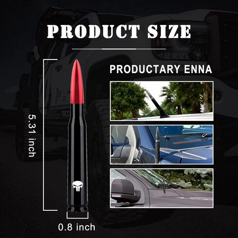 Pack-1 Car Bullet Antenna, 5.4" Skull Antenna Pole for GM Chevy Silverado 1500 2500 3500 HD Avalanche GMC Sierra 1500 2500 3500 Denali Heavy Duty Pickup Trucks Accessories (Red) in Kuwait