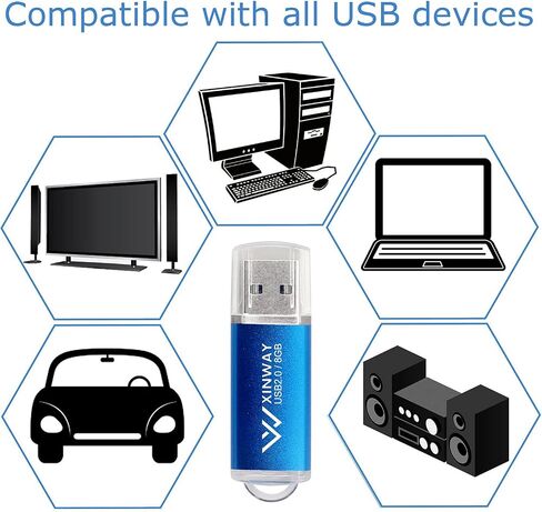 64GB USB 2.0 Flash Drives Thumb Drives Memory Stick Jump Drive Zip Drive, 5 Pack Mixed Colors: Black Blue Green Gold Purple in Saudi Arabia