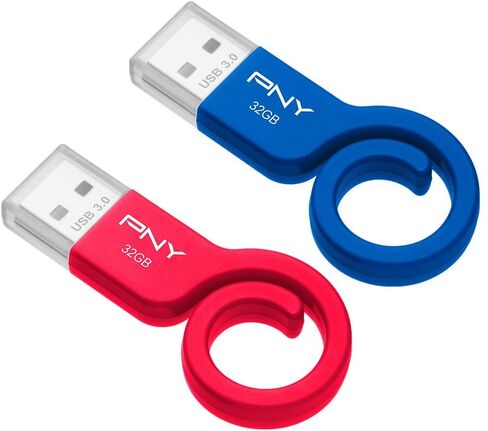 محرك فلاش USB 3.0 من PNY Monkey Tail سعة 32 جيجابايت 2 كيلو جرام، أزرق وأحمر (ف-FDU32GX2TBMNK-GE) in Kuwait