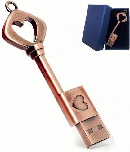 64GB USB 2.0 Flash Drive,Smozer Metal Love Heart Key Shaped USB Drive Thumb Drive USB Computer Memory Drive Nice Gifts for Wedding/Anniversary/Photography (64GB, 1 Pack with Gift Box) in Saudi Arabia