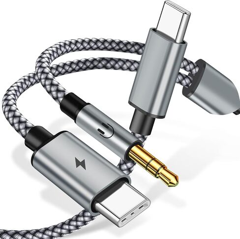 كابل USB C إلى 3.5 مم Aux مع شاحن، 2 في 1 USB من النوع C إلى 3.5 مم كابل مقبس Aux ستيريو للسيارة مع سلك شحن USB C PD 18 وات متوافق مع iPhone 15/15Pro وGalaxy S23 Ultra/S22/S21 وPixel 7/7Pro /6/5 in Kuwait