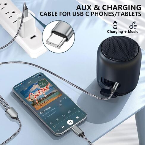 كابل USB C إلى 3.5 مم Aux مع شاحن، 2 في 1 USB من النوع C إلى 3.5 مم كابل مقبس Aux ستيريو للسيارة مع سلك شحن USB C PD 18 وات متوافق مع iPhone 15/15Pro وGalaxy S23 Ultra/S22/S21 وPixel 7/7Pro /6/5 in Kuwait