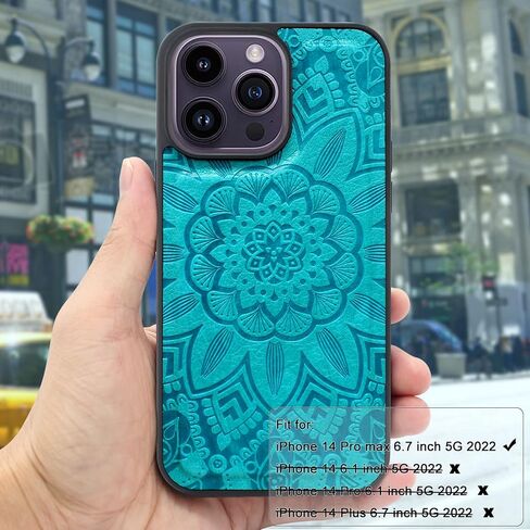 Harryshell متوافق مع iPhone 14 Pro Max 6.7 بوصة 5G 2022 حافظة محفظة غطاء مغناطيسي قابل للفصل سحاب جيب للنقود فتحات متعددة للبطاقات حامل حزام المعصم (زهري أزرق أخضر) in Kuwait