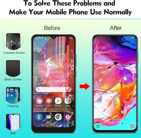مجموعة محول رقمي لشاشة LCD تعمل باللمس لهاتف سامسونج جالاكسي A70 2019 A705 SM-A705F A705FN A705MN/DS 6.7 بوصة، أسود in Kuwait