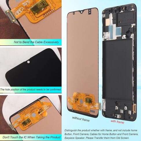 مجموعة محول رقمي لشاشة LCD تعمل باللمس لهاتف سامسونج جالاكسي A70 2019 A705 SM-A705F A705FN A705MN/DS 6.7 بوصة، أسود in Kuwait