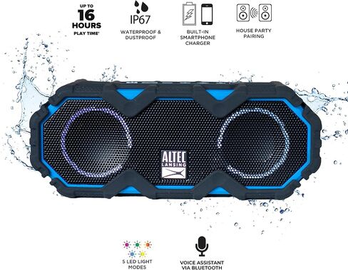Altec Lansing LifeJacket Mini - Waterproof Bluetooth Speaker with Lights, Portable Wireless Speaker for Pool, Beach, Hiking, Sports, Camping, 16 Hour Playtime, Floats in Water in Saudi Arabia