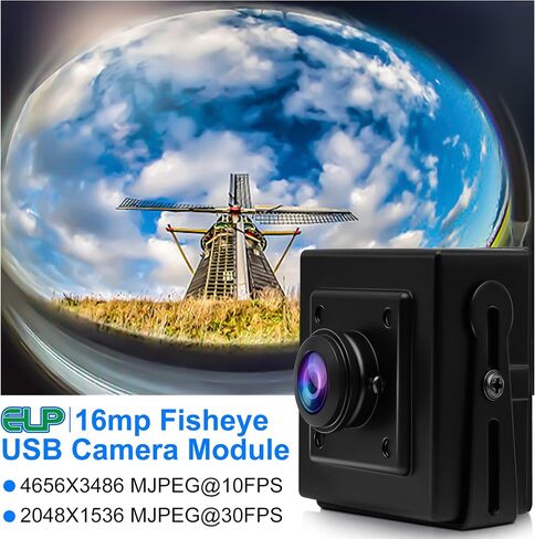 اي ال بي كاميرا ويب 16 ميجابكسل بزاوية واسعة 180 درجة، كاميرا ويب IMX298 UHD 3496P لمسح المستندات وجواز السفر كاميرا ويب 16 ميجابيكسل قياس صناعي USB لويندوز، لينكس، ماك، راسبيري باي او اس in Saudi Arabia