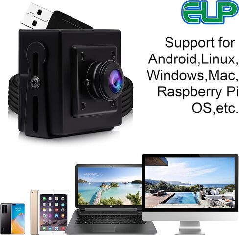 اي ال بي كاميرا ويب 16 ميجابكسل بزاوية واسعة 180 درجة، كاميرا ويب IMX298 UHD 3496P لمسح المستندات وجواز السفر كاميرا ويب 16 ميجابيكسل قياس صناعي USB لويندوز، لينكس، ماك، راسبيري باي او اس in Saudi Arabia