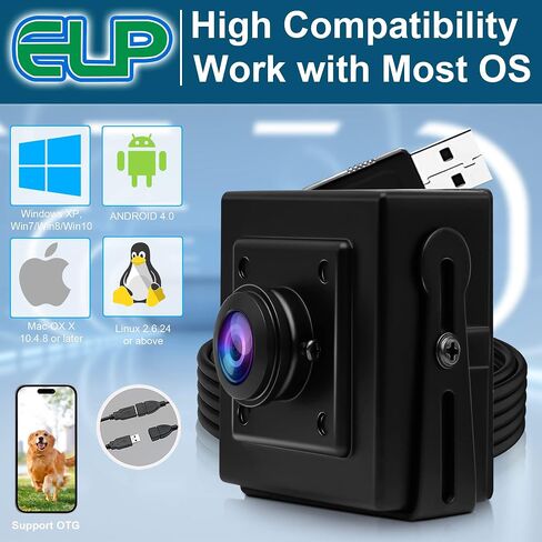 اي ال بي كاميرا ويب 16 ميجابكسل بزاوية واسعة 180 درجة، كاميرا ويب IMX298 UHD 3496P لمسح المستندات وجواز السفر كاميرا ويب 16 ميجابيكسل قياس صناعي USB لويندوز، لينكس، ماك، راسبيري باي او اس in Saudi Arabia