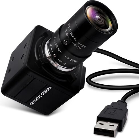 كاميرا ويب USB IFWATER 4K Ultra HD 5-50 مم، عدسة تكبير يدوية USB، كاميرا USB 2160P مع مستشعر IMX317، كاميرا ويب 10X Varifocus تدعم كاميرا ويب USB قريبة لنافذة/Linux/Raspberry Pi، ميكروفون مدمج in Saudi Arabia