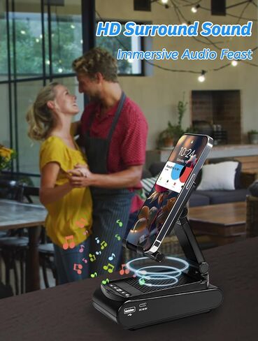 هدايا للرجال والنساء، حامل الهاتف الخلوي مع مكبر صوت بلوتوث، حامل كمبيوتر لوحي محمول قابل للتعديل غير قابل للانزلاق، أدوات تقنية سطح المكتب، أشياء رائعة للأولاد والبنات، أفكار هدايا عيد ميلاد فريدة للأم والأب in Kuwait