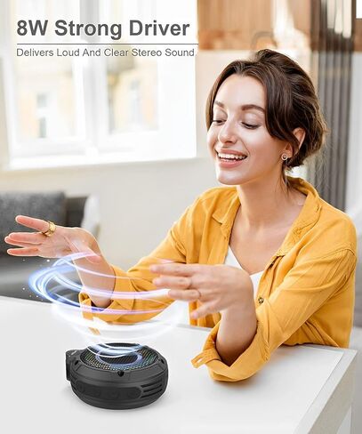 Ortizan Bluetooth Shower Speaker, IPX7 Waterproof Wireless Speaker with LED Light, 8W Loud Sound, 24H Playtime, Floating, Portable Mini Speakers for Kayak, Beach, Biking, Gifts for Men, Women in Kuwait