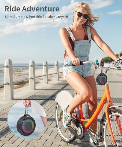 Ortizan Bluetooth Shower Speaker, IPX7 Waterproof Wireless Speaker with LED Light, 8W Loud Sound, 24H Playtime, Floating, Portable Mini Speakers for Kayak, Beach, Biking, Gifts for Men, Women in Kuwait