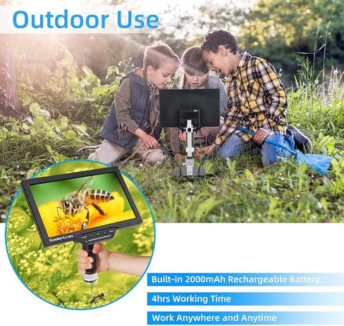 مجهر رقمي، مجهر 10.1 مع حامل عرض قابل للتعديل، كاميرا مجهر عملة USB Koolertron1600X مع مرآة عالية الدقة وفلتر للأشعة فوق البنفسجية، ماوس وجهاز تحكم عن بعد، يدعم التحكم في التطبيق لعملات الأطفال البالغين in Kuwait