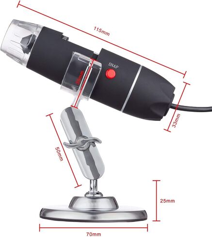 ام سكوب مجهر رقمي محمول باليد بمنفذ USB من 50 الى 500 مرة مع حامل قابل للتعديل و8 مصابيح LED - متوافق مع ويندوز وماك واندرويد (يتضمن محول او تي جي) in Saudi Arabia