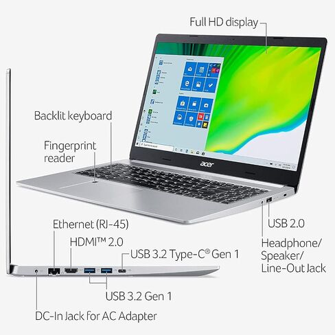 acer Aspire 5 Slim Laptop, 15.6" FHD IPS, AMD Ryzen 3 3350U Quad-Core Mobile Processor, 20 GB DDR4 RAM, 1 TB SSD, WiFi 6, Backlit KB, Fingerprint Reader, HDMI, Amazon Alexa, Windows 11 in Saudi Arabia