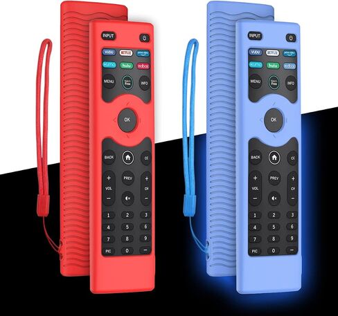 [عبوتان] غطاء حماية من السيليكون WQNIDE لجهاز التحكم عن بعد للتلفزيون الذكي Vizio XRT140، جراب بديل عن بعد للتلفزيون Vizio XRT140 LED QLED HD UHD مضاد للصدمات مع حبل (أحمر + أزرق غامق) in Kuwait