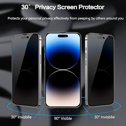 sorlnern [عبوة من قطعتين] واقي شاشة خصوصية iPhone 14 Pro Max لهاتف iPhone 14 Pro Max طبقة من الزجاج المقوى المضاد للتجسس [تغطية كاملة]، ملحقات شاشة خاصة مضادة للخدش بصلابة 9H [6.7 بوصات] 2022 in Kuwait