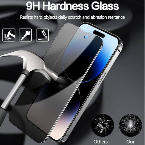 sorlnern [عبوة من قطعتين] واقي شاشة خصوصية iPhone 14 Pro Max لهاتف iPhone 14 Pro Max طبقة من الزجاج المقوى المضاد للتجسس [تغطية كاملة]، ملحقات شاشة خاصة مضادة للخدش بصلابة 9H [6.7 بوصات] 2022 in Kuwait