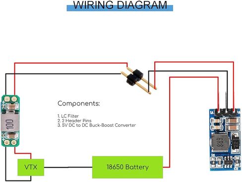 DKARDU 2 قطعة وحدة فلتر LC 5-50 فولت مصدر طاقة 3A فلتر مع كابل أحمر وأسود لجهاز إرسال FPV VTX FPV Racing Drone Quadcopter in Saudi Arabia