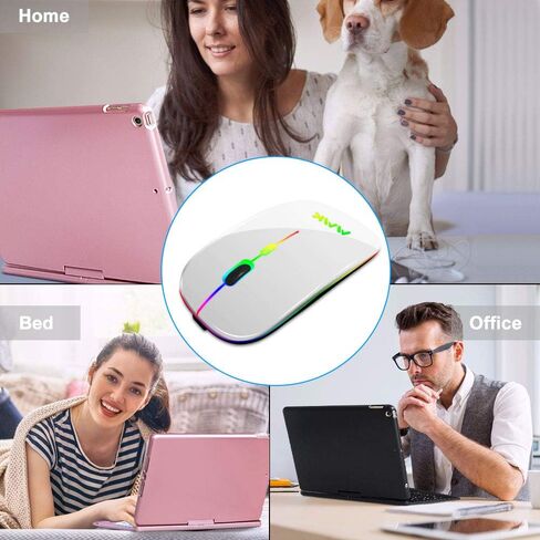 ماوس بلوتوث لاسلكي للكمبيوتر المحمول، ماوس قابل لإعادة الشحن 2.4G USB ماوس لاسلكي بصري، وضع LED مزدوج نحيف (بلوتوث 5.0 و2.4G) ماوس لاسلكي لأجهزة الكمبيوتر المحمول، الكمبيوتر الشخصي، نظام التشغيل Mac OS، Android، Windows (Champagne) in Kuwait