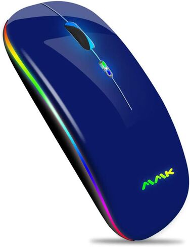ماوس بلوتوث لاسلكي للكمبيوتر المحمول، ماوس قابل لإعادة الشحن 2.4G USB ماوس لاسلكي بصري، وضع LED مزدوج نحيف (بلوتوث 5.0 و2.4G) ماوس لاسلكي لأجهزة الكمبيوتر المحمول، الكمبيوتر الشخصي، نظام التشغيل Mac OS، Android، Windows (Champagne) in Kuwait