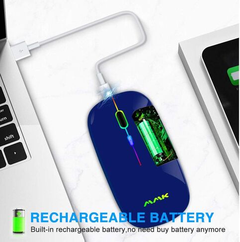 ماوس بلوتوث لاسلكي للكمبيوتر المحمول، ماوس قابل لإعادة الشحن 2.4G USB ماوس لاسلكي بصري، وضع LED مزدوج نحيف (بلوتوث 5.0 و2.4G) ماوس لاسلكي لأجهزة الكمبيوتر المحمول، الكمبيوتر الشخصي، نظام التشغيل Mac OS، Android، Windows (Champagne) in Kuwait