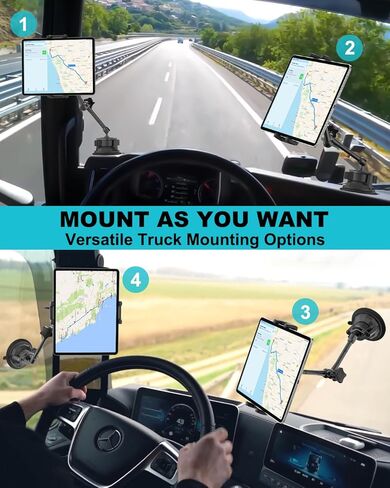 حامل تابلت Aozcu Truck، [شفط قوي للغاية] حامل تابلت عالي التحمل لشبه شاحنة/بيك اب/شاحنة/سيارات الدفع الرباعي، حامل لوحة القيادة للزجاج الأمامي للسيارة لجهاز iPad Pro Air Mini، Galaxy Tab، Z Fold، أجهزة 4-12.9 بوصة in Kuwait