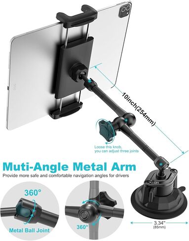 حامل تابلت Aozcu Truck، [شفط قوي للغاية] حامل تابلت عالي التحمل لشبه شاحنة/بيك اب/شاحنة/سيارات الدفع الرباعي، حامل لوحة القيادة للزجاج الأمامي للسيارة لجهاز iPad Pro Air Mini، Galaxy Tab، Z Fold، أجهزة 4-12.9 بوصة in Kuwait