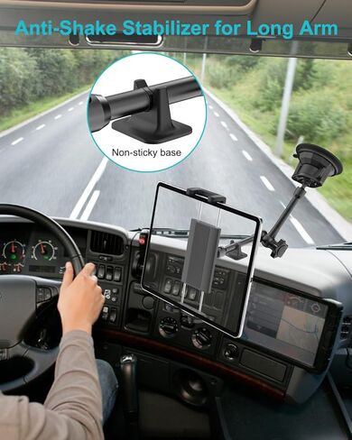 حامل تابلت Aozcu Truck، [شفط قوي للغاية] حامل تابلت عالي التحمل لشبه شاحنة/بيك اب/شاحنة/سيارات الدفع الرباعي، حامل لوحة القيادة للزجاج الأمامي للسيارة لجهاز iPad Pro Air Mini، Galaxy Tab، Z Fold، أجهزة 4-12.9 بوصة in Kuwait