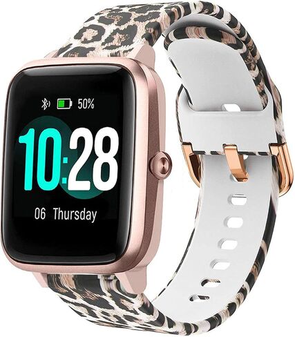 ViCRiOR Bands Compatible with ID205L Smart Watch, 19mm Quick Release Soft Silicone Fadeless Pattern Printed Floral Replacement Band for ID205L, ID205G ID205 ID205U ID205S in Kuwait
