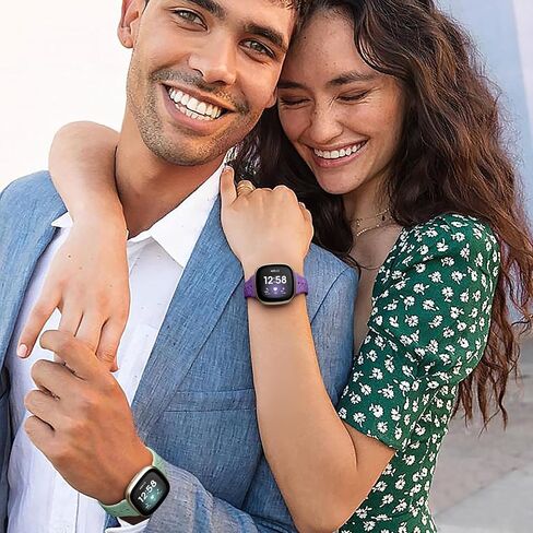 أساور Maledan ذات النمط النحيف متوافقة مع Fitbit Sense/Versa 3/Versa 4/Sense 2 Bands للنساء والرجال، أساور معصم أنيقة مجوفة قابلة للتنفس لسوار المعصم Fitbit Sense/Versa 3/4/Sense 2 in Kuwait