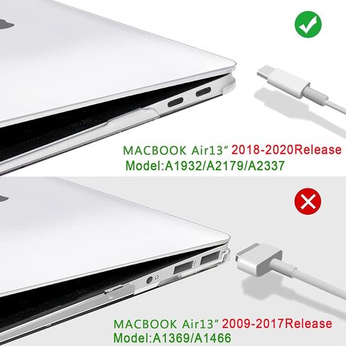 B BELK متوافق مع حافظة MacBook Air 13 بوصة، حافظة MacBook Air M1 2021 2020 2019 2018 موديل A2337 A2179 A1932 مع معرف اللمس، غطاء صلب من البلاستيك الشفاف للكمبيوتر المحمول + 2 غطاء لوحة مفاتيح + واقي شاشة in Kuwait
