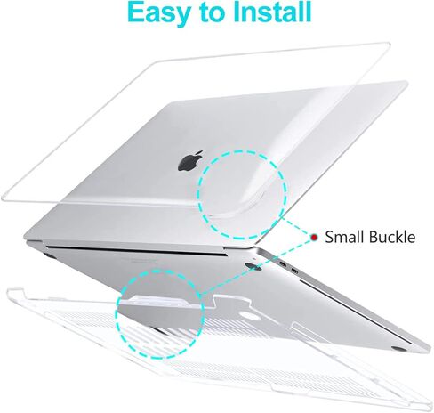 B BELK متوافق مع حافظة MacBook Air 13 بوصة، حافظة MacBook Air M1 2021 2020 2019 2018 موديل A2337 A2179 A1932 مع معرف اللمس، غطاء صلب من البلاستيك الشفاف للكمبيوتر المحمول + 2 غطاء لوحة مفاتيح + واقي شاشة in Kuwait
