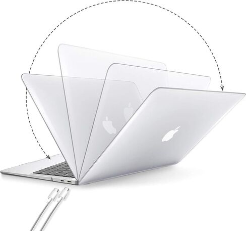 B BELK متوافق مع حافظة MacBook Air 13 بوصة، حافظة MacBook Air M1 2021 2020 2019 2018 موديل A2337 A2179 A1932 مع معرف اللمس، غطاء صلب من البلاستيك الشفاف للكمبيوتر المحمول + 2 غطاء لوحة مفاتيح + واقي شاشة in Kuwait