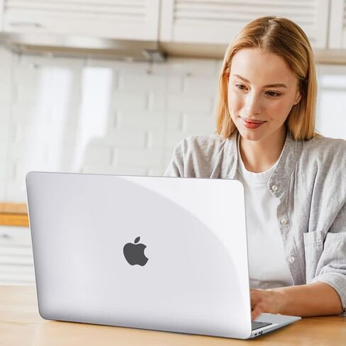 B BELK متوافق مع حافظة MacBook Air 13 بوصة، حافظة MacBook Air M1 2021 2020 2019 2018 موديل A2337 A2179 A1932 مع معرف اللمس، غطاء صلب من البلاستيك الشفاف للكمبيوتر المحمول + 2 غطاء لوحة مفاتيح + واقي شاشة in Kuwait